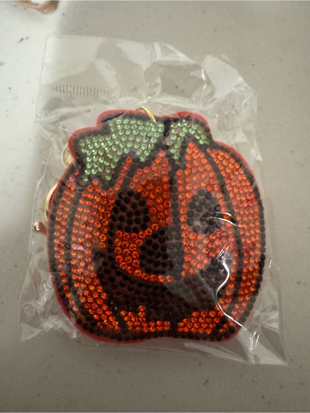 Sparkling Orange Pumpkin Keychain